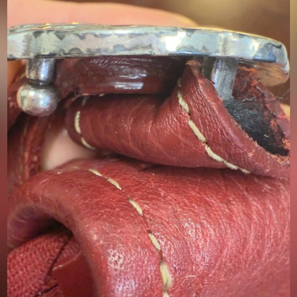 Brighton Cameron Deep Red Pebbled Leather Vintage Shoulder Bag - Picture 16 of 17